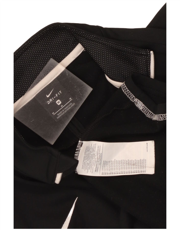 Nike Mens Dri Fit Zip Neck Pullover Treino Top Médio Preto Colourblock