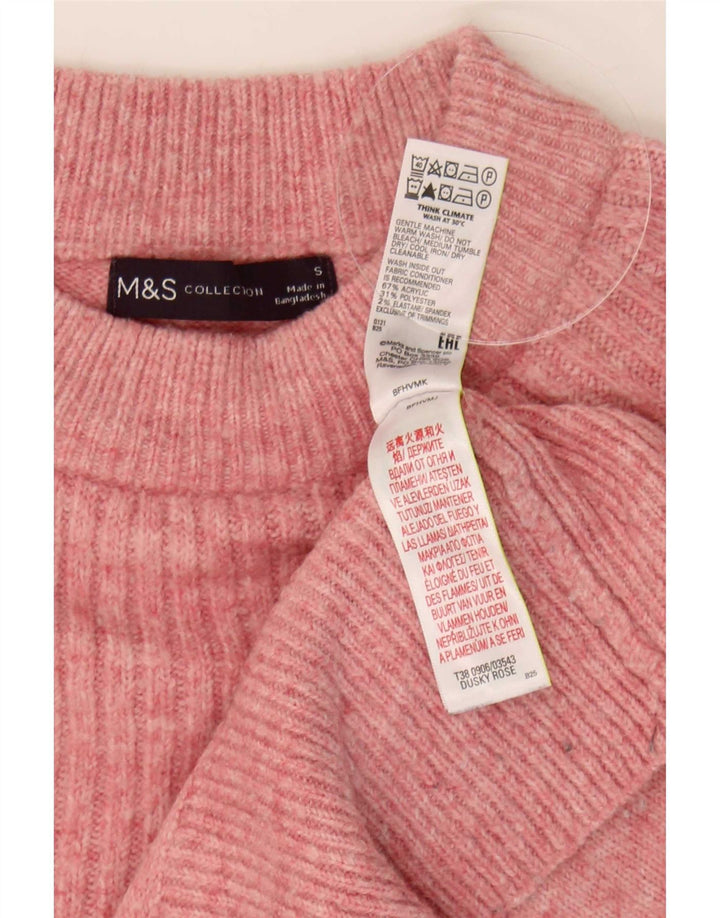 Suéter feminino Marks & Spencer com gola redonda grande, Reino Unido 10 pequeno rosa