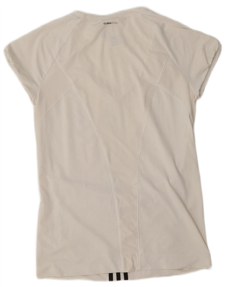 Adidas Womens Clima 365 T-Shirt Top UK 10 Pequeno Poliéster Branco
