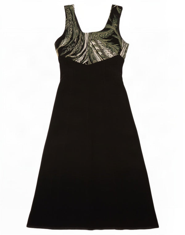 J.Ribkoff vestido maxi feminino sem mangas Reino Unido 16 grande preto floral poliéster