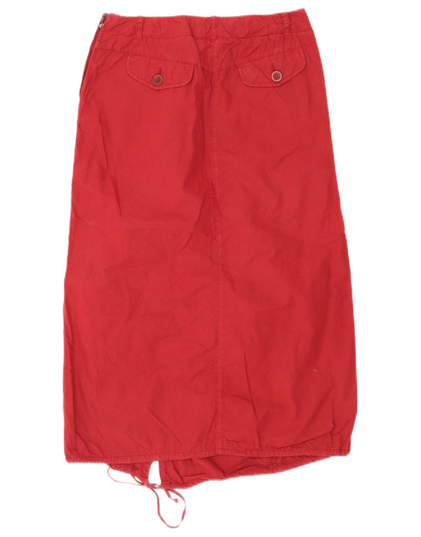 Saia midi feminina Max & Co. Reino Unido 6 pequena W26 algodão vermelho