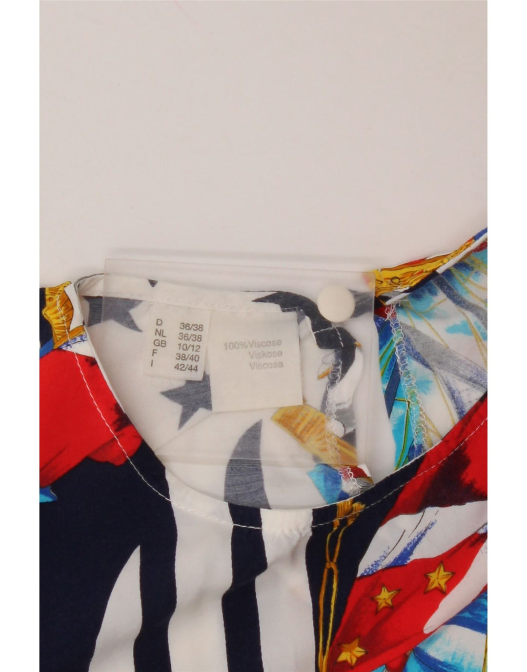 Blusa feminina VINTAGE UK 10/12 médio azul marinho colorblock