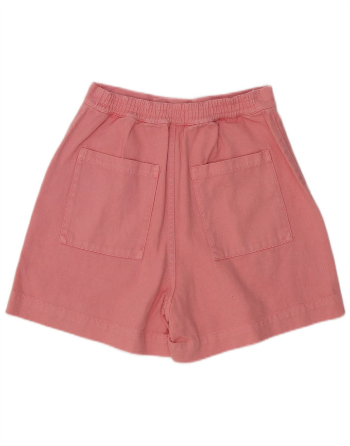 Shorts feminino casual de cintura alta JIGSAW Reino Unido 8 pequeno W28 algodão rosa