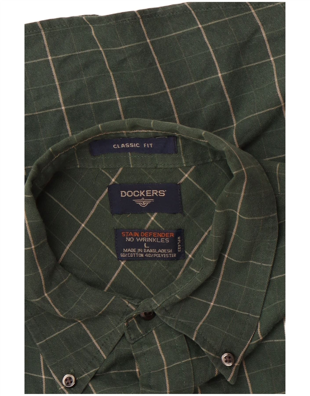 Camisa masculina Dockers Classic Fit grande algodão xadrez verde