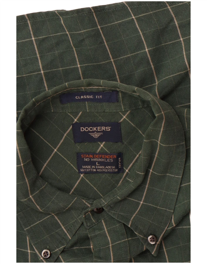 Camisa masculina Dockers Classic Fit grande algodão xadrez verde