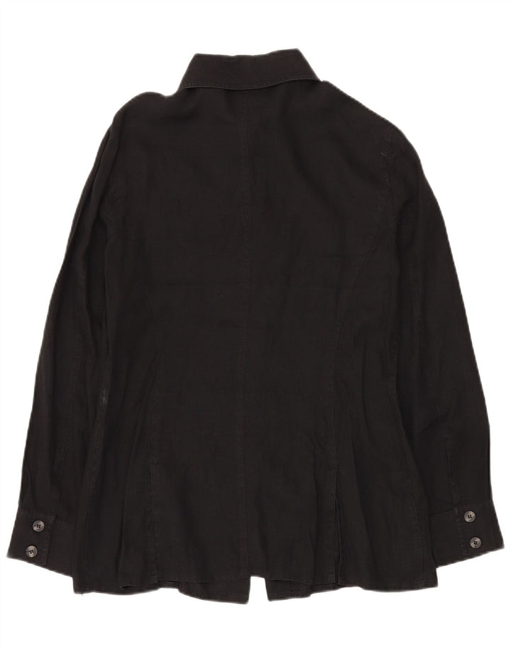 Blusa feminina grande LUISA SPAGNOLI UK 10 pequena linho preto