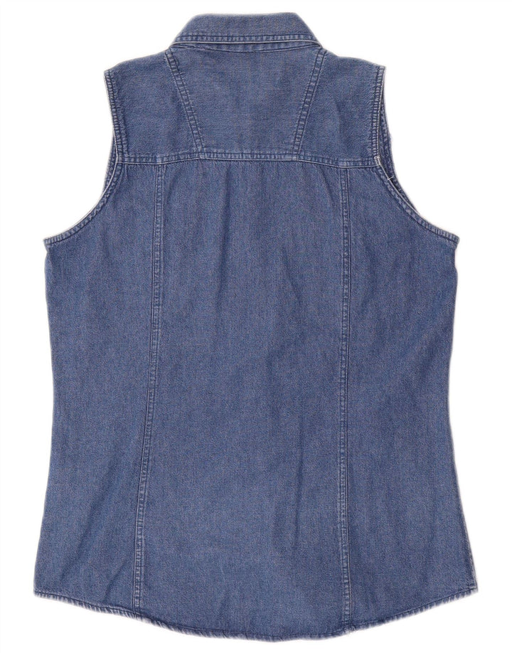 BRANDON & C Womens Sleeveless Denim Shirt UK 12 Medium Blue Cotton