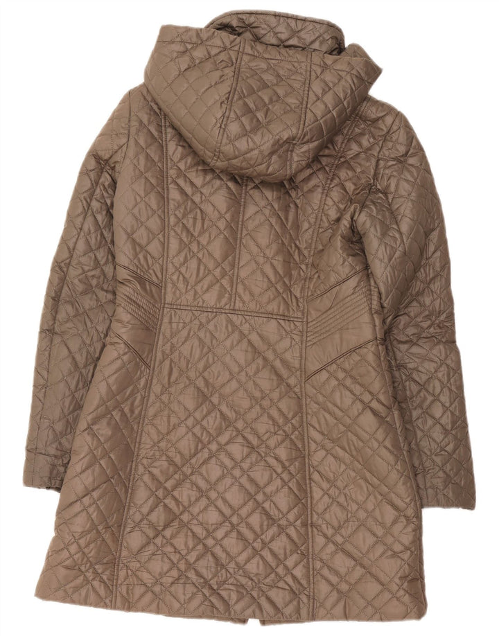 Casaco acolchoado acolchoado com capuz feminino French Connection Reino Unido 10 pequeno marrom