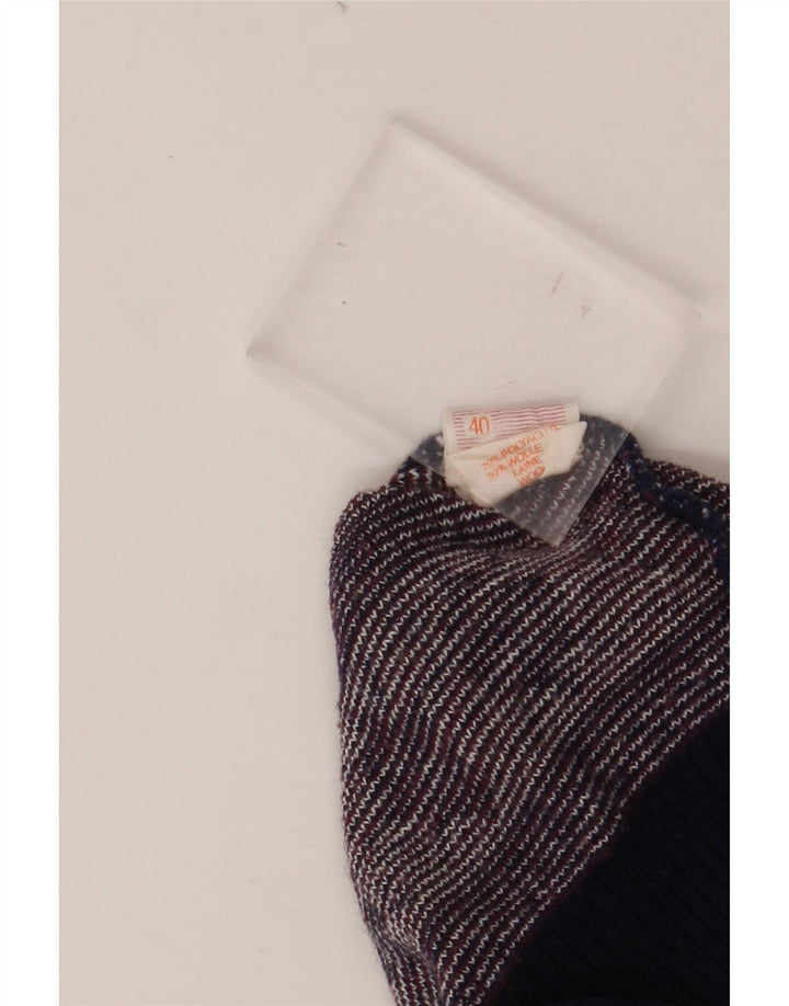 Suéter masculino VINTAGE com gola redonda Reino Unido 40 Médio Borgonha Fair Isle