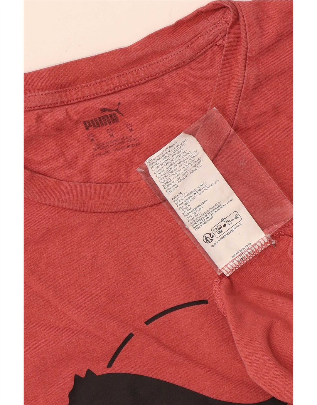 Puma Mens Graphic T-Shirt Top Médio Algodão Vermelho