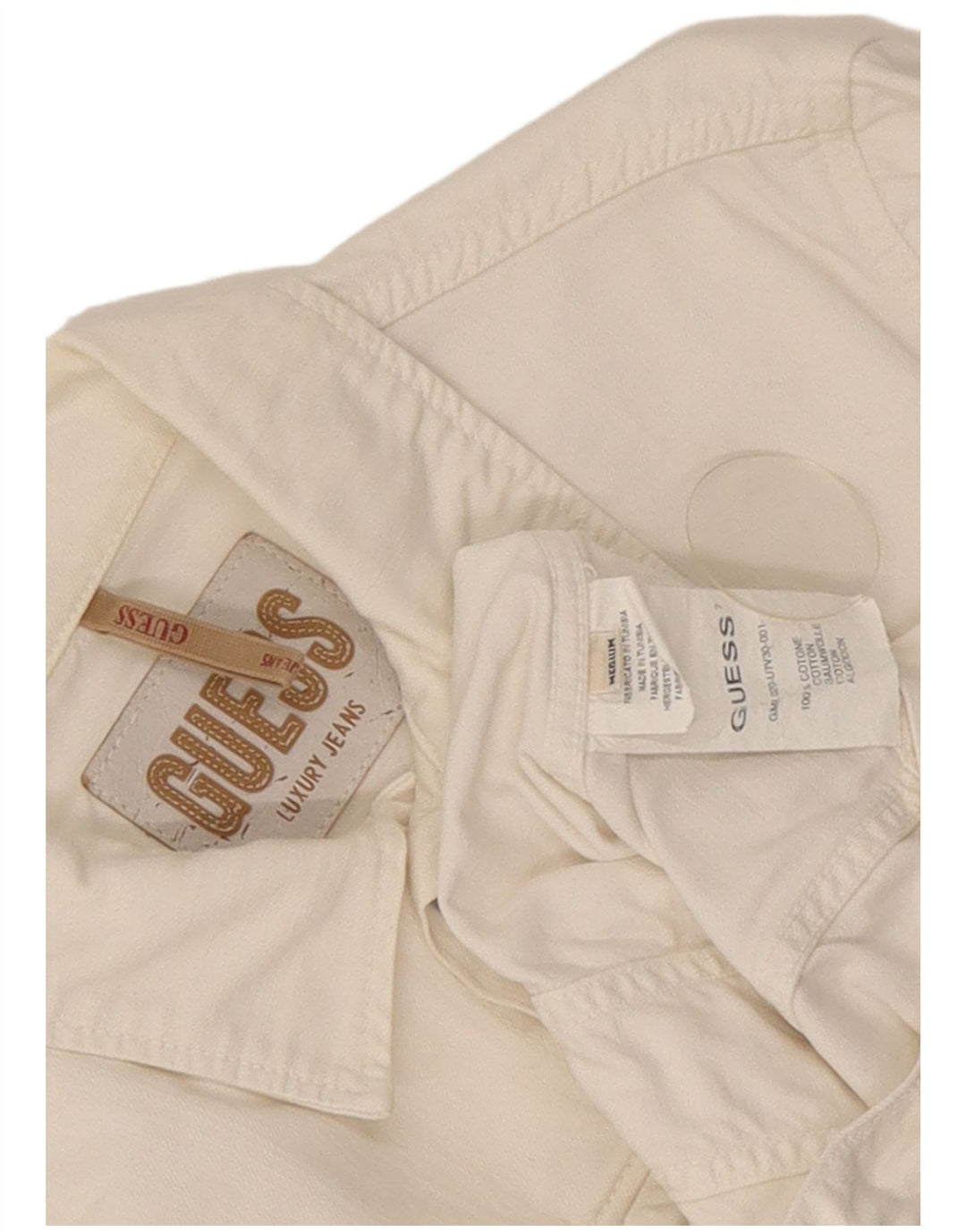 Jaqueta jeans feminina Guess UK 14 algodão branco médio