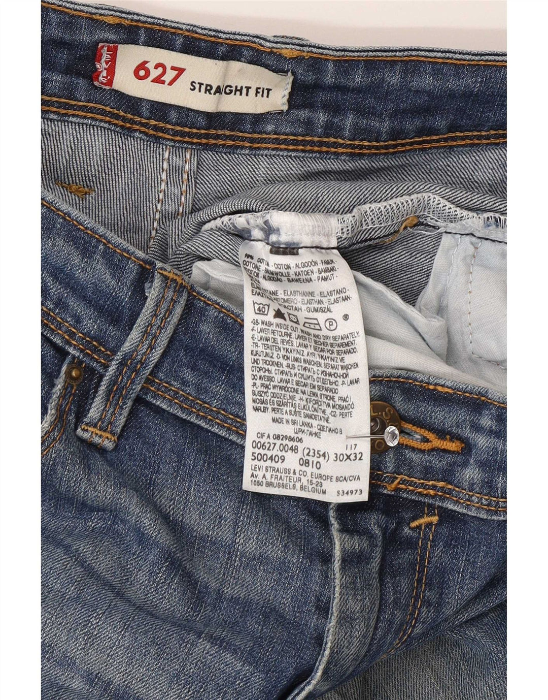Levi's Masculino 627 Straight Jeans W30 L32 Azul Algodão