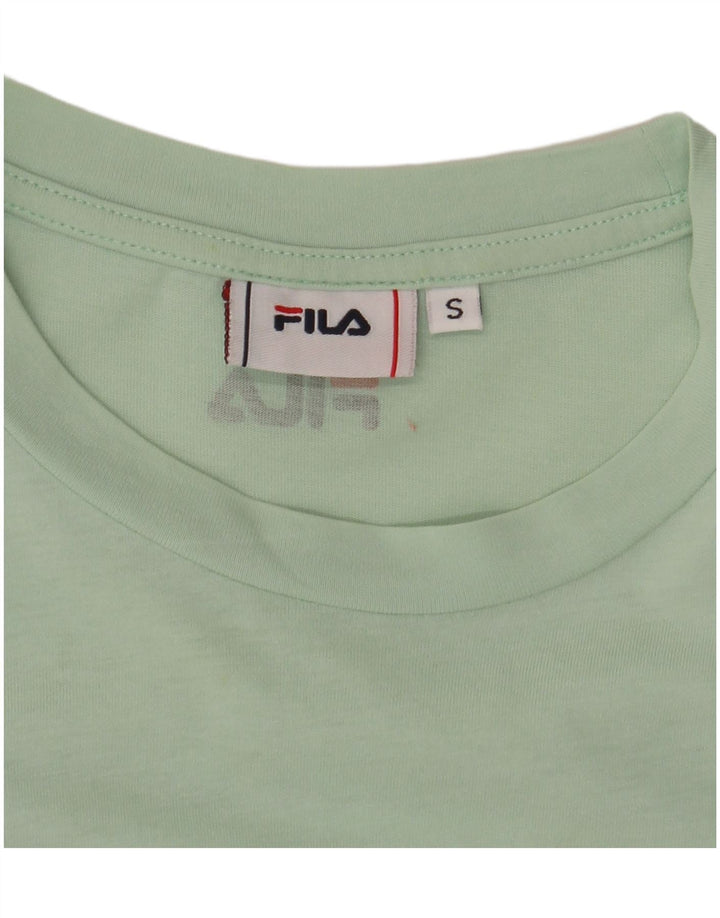 Camiseta feminina gráfica FILA UK 10 pequeno bloco colorido verde