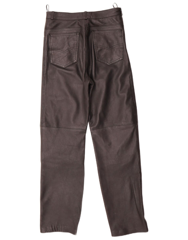 Calça reta feminina VINTAGE EU 40 médio W28 L29 couro preto