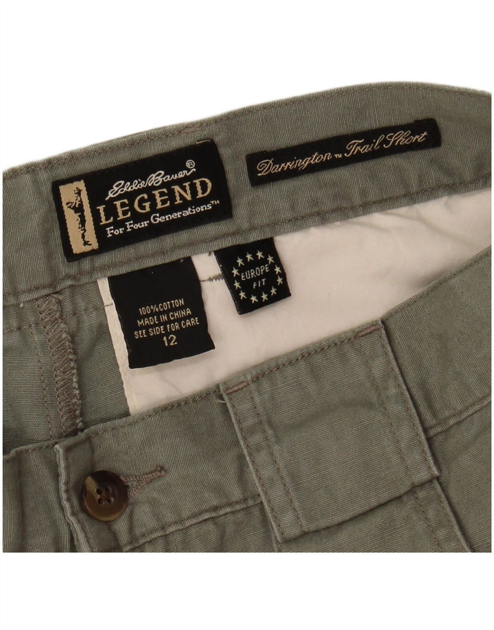 Shorts cargo feminino Eddie Bauer EUA 12 grande W32 algodão cáqui