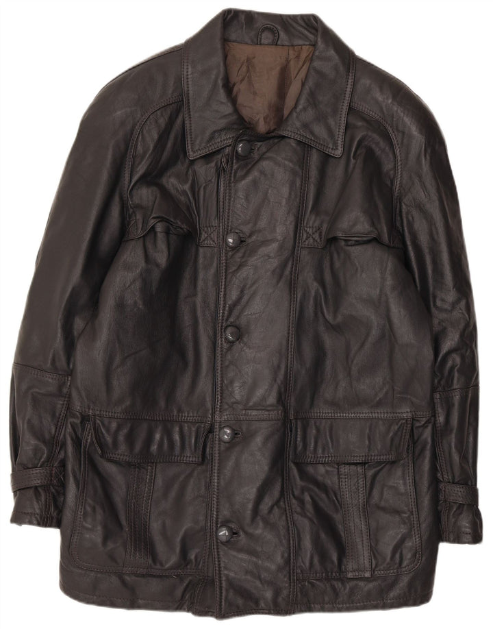 Jaqueta de couro masculina vintage IT 52 XL cinza