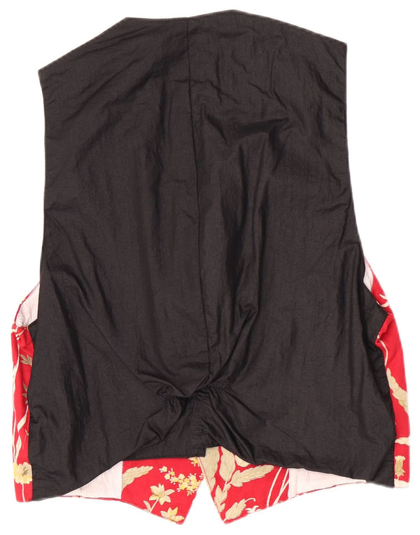 Colete regular masculino vintage pequeno floral vermelho