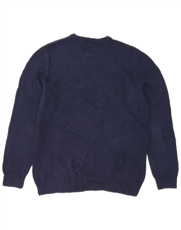 Suéter masculino Chaps com gola redonda e algodão azul marinho médio