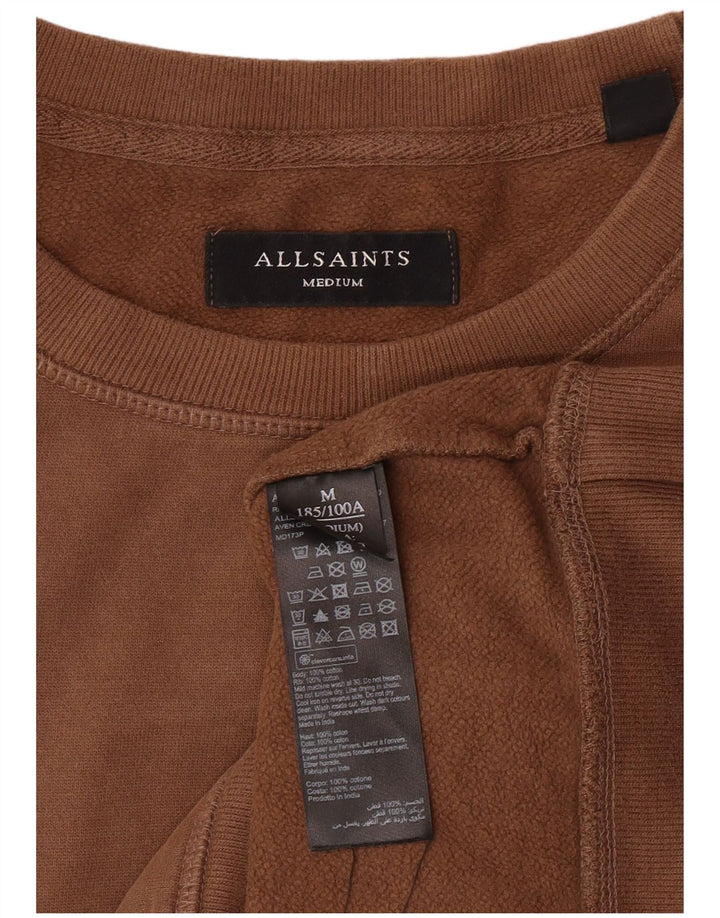 ALL SAINTS moletom masculino jumper médio algodão marrom