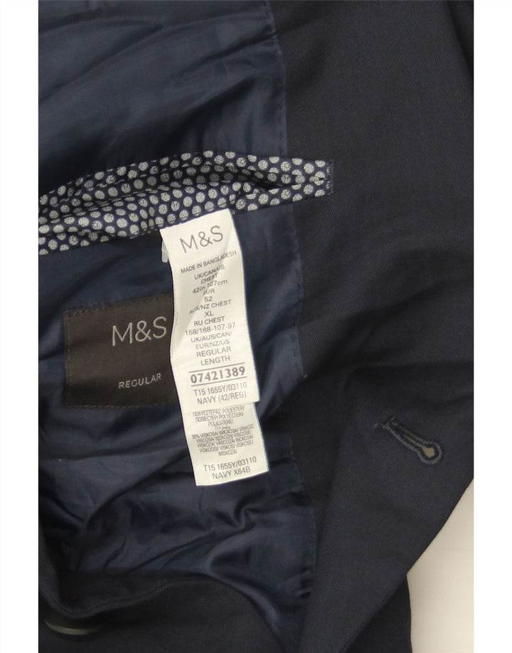 Jaqueta blazer masculina de 2 botões Marks & Spencer Reino Unido 42 grande azul marinho