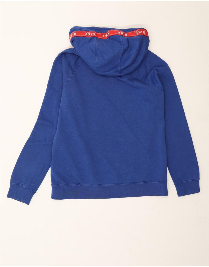 NIKE Womens Oversized Graphic Hoodie Jumper UK 6 XS Blue Cotton Vintage Nike and Second-Hand Nike from Messina Hembry 
