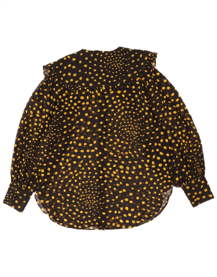 Topshop blusa feminina oversized Reino Unido 10 pequena poliéster manchado preto