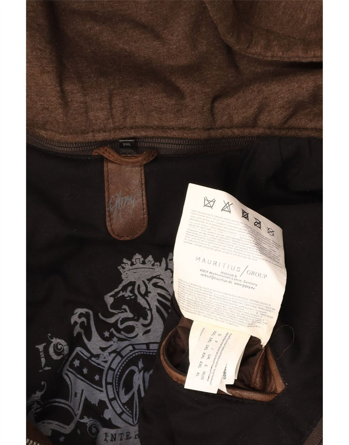 Jaqueta feminina de couro com capuz grande GIPSY UK 20 2XL couro marrom