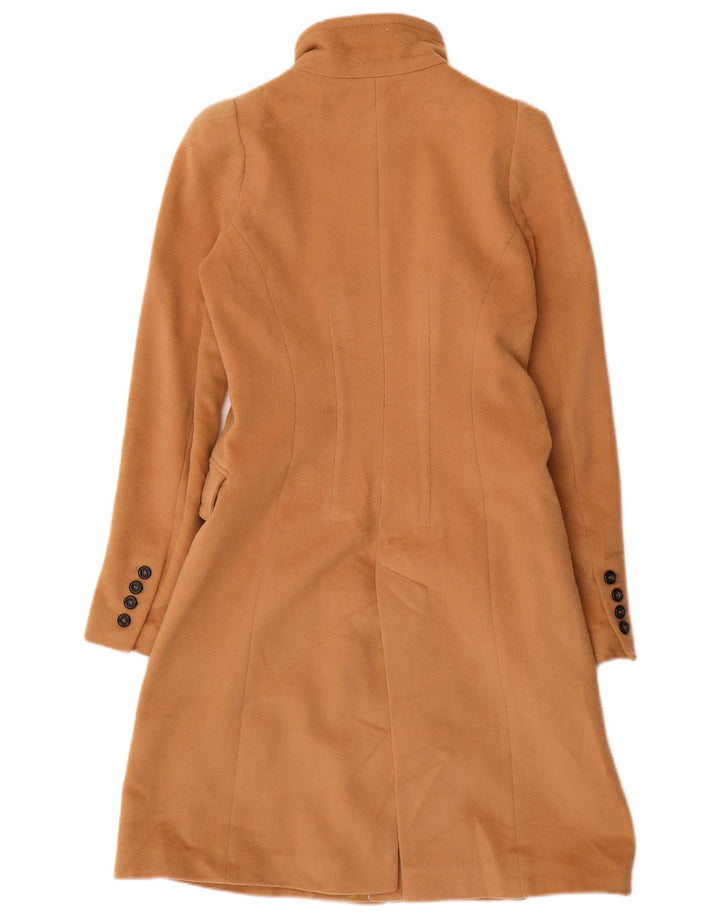 Casaco feminino ZARA com peito duplo Reino Unido 12 lã marrom médio