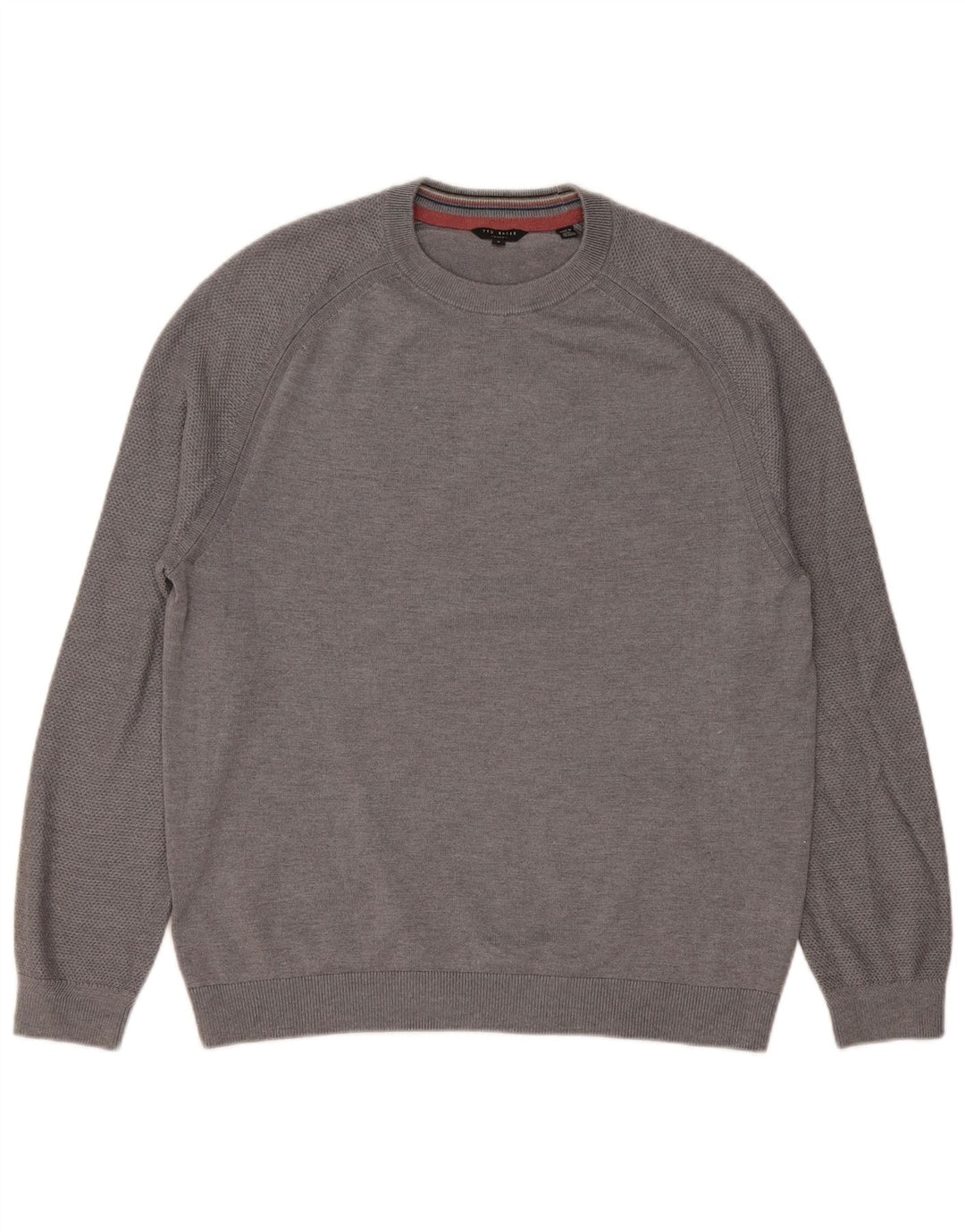 Suéter masculino Ted Baker com gola redonda tamanho 4 poliéster cinza grande