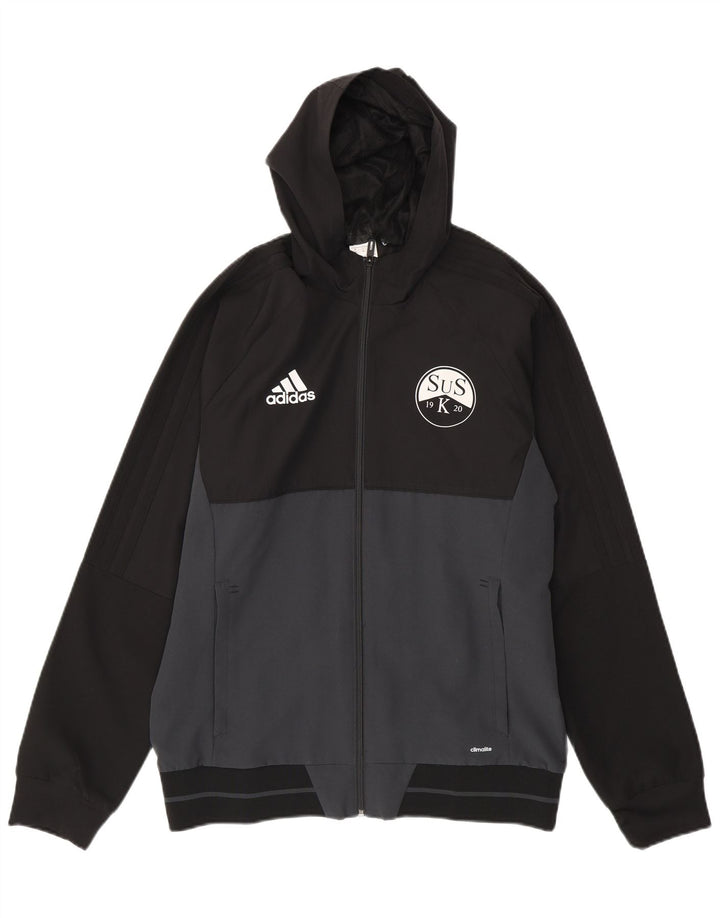 Adidas Mens Graphic Hooded Tracksuit Top Jaqueta Médio Preto Colorblock