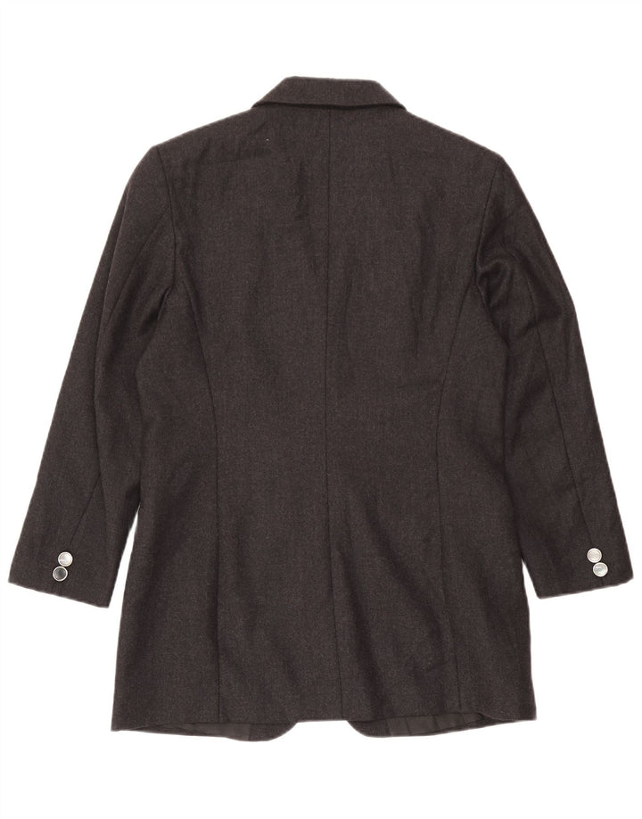 Jaqueta blazer vintage feminina longline com 3 botões Reino Unido 14 cinza médio