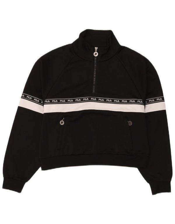 Fila moletom gráfico feminino jumper UK 14 médio preto colorblock esportivo