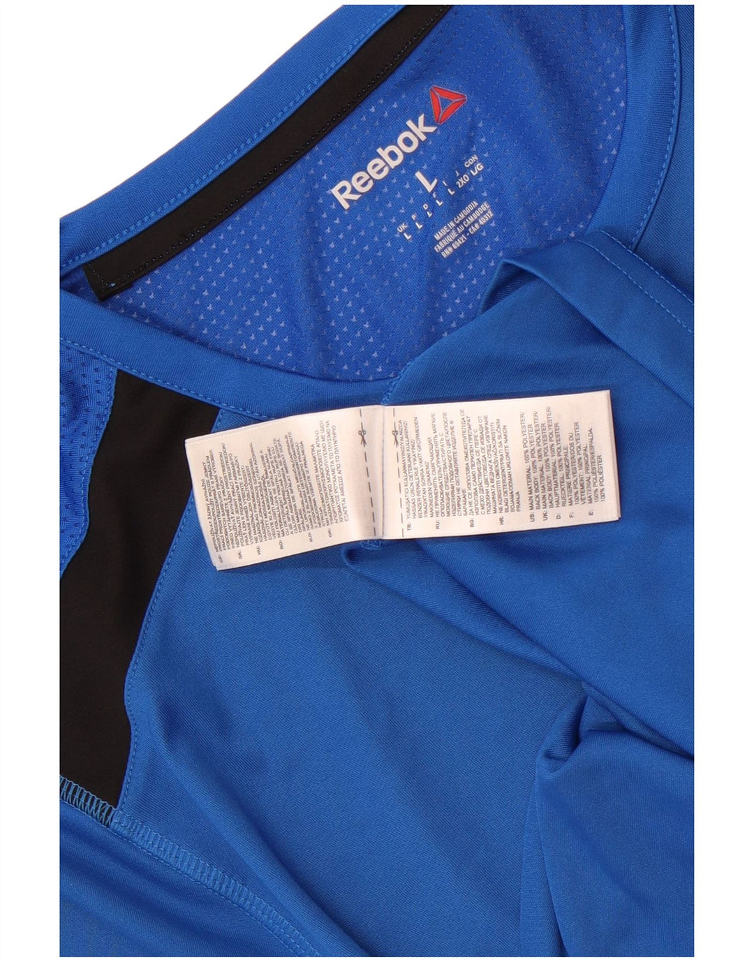 Reebok Camiseta Feminina Top UK 16 Grande Azul Colorblock Poliéster