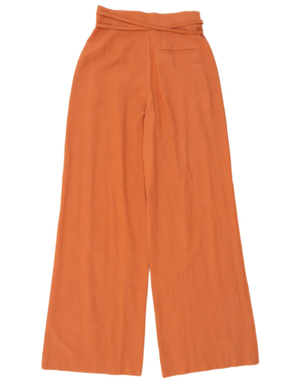 Zara Calça feminina casual de perna larga, médio W28 L32 laranja viscose