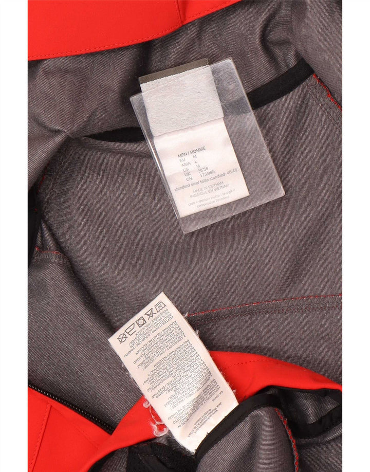 Jaqueta de chuva masculina com capuz Jack Wolfskin Reino Unido 36/38 bloco colorido vermelho médio