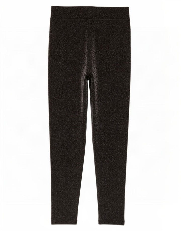 Leggings femininas Marks & Spencer UK 10 pequenas poliamida preta manchada