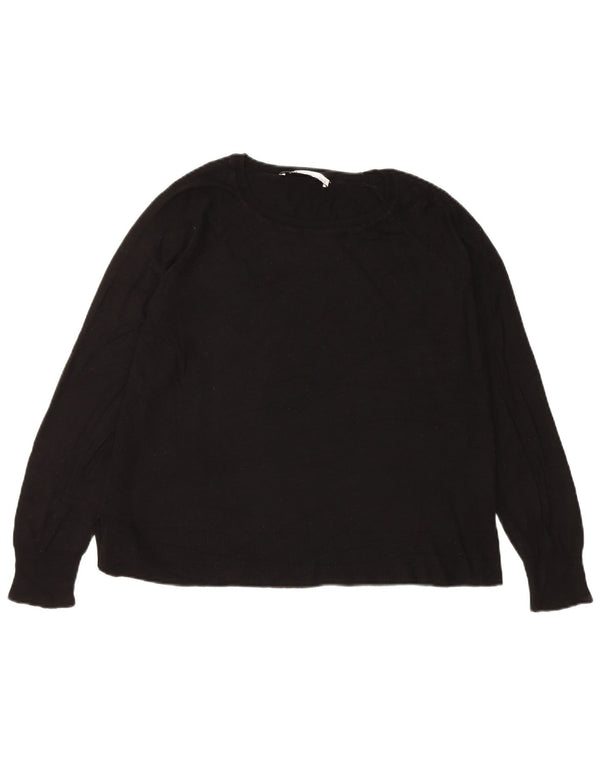 Suéter feminino Zara com gola canoa UK 14 médio preto