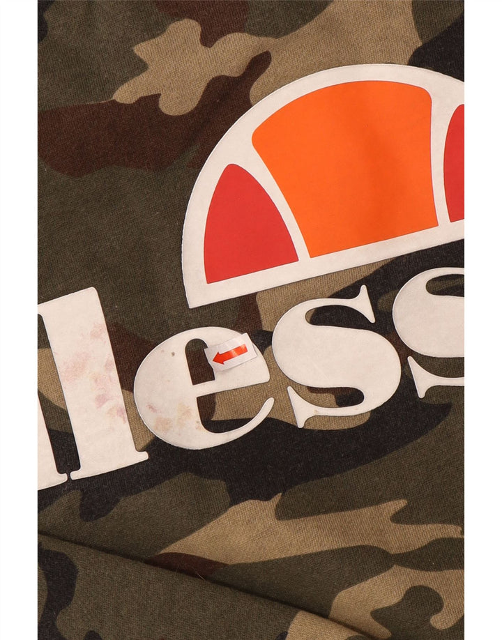 Ellesse moletom gráfico masculino jumper grande cáqui algodão camuflado