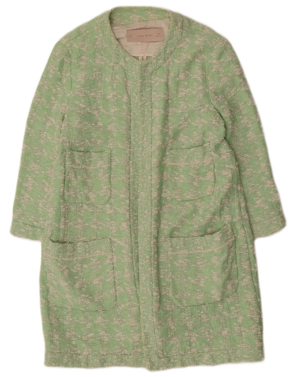 Sobretudo feminino Zara UK 14 algodão houndstooth verde médio