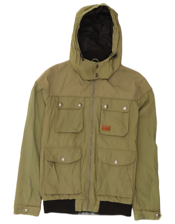 Jaqueta utilitária masculina com capuz Jack & Jones Reino Unido 38 Nylon cáqui médio