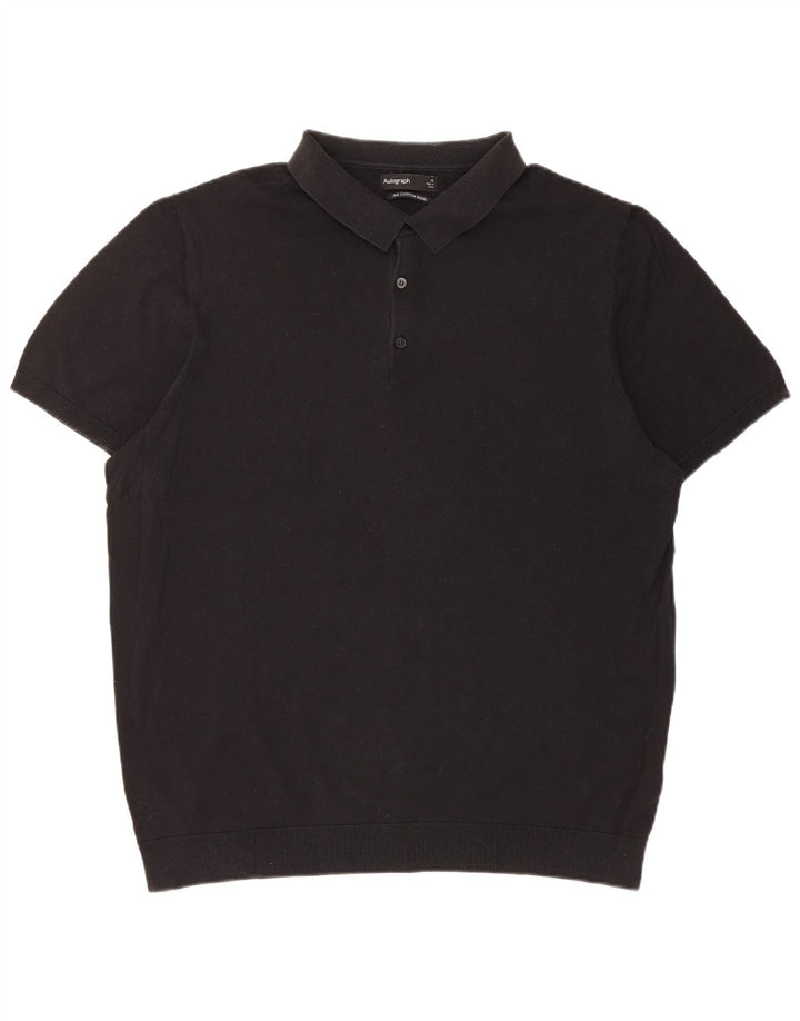 Camisa polo masculina Marks & Spencer XL seda preta