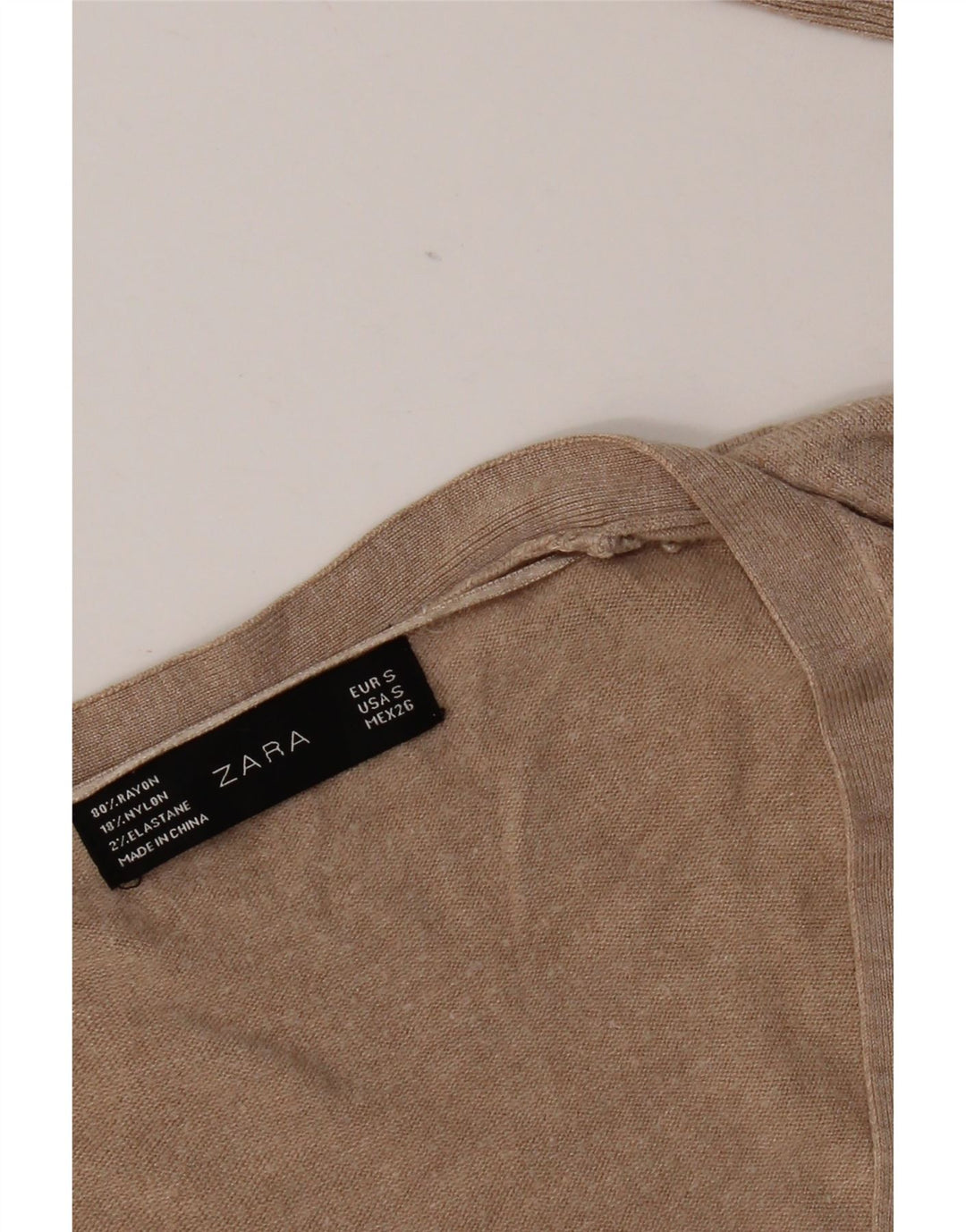Suéter feminino Zara com decote em V Reino Unido 10 pequeno bege