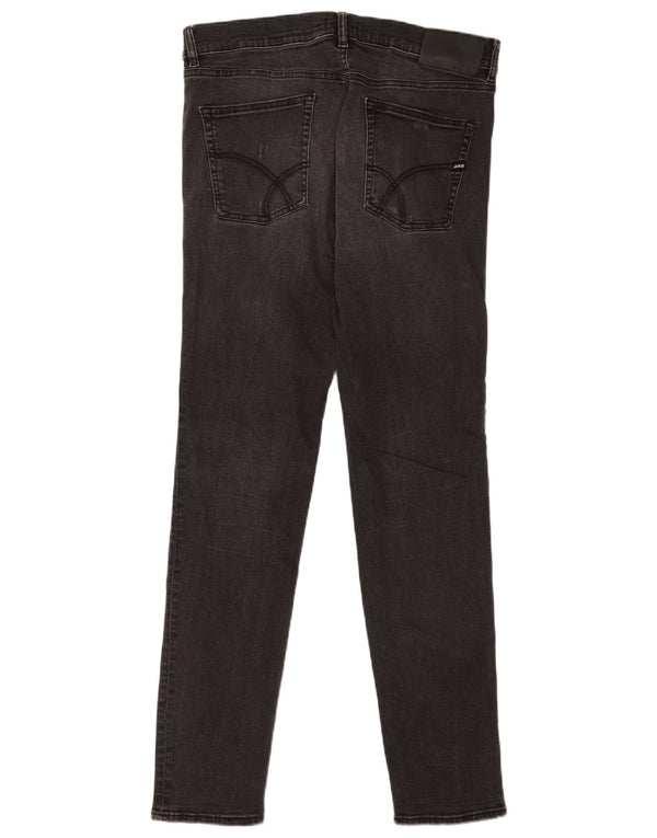 Gas Mens Distressed Slim Jeans W33 L34 Algodão Preto