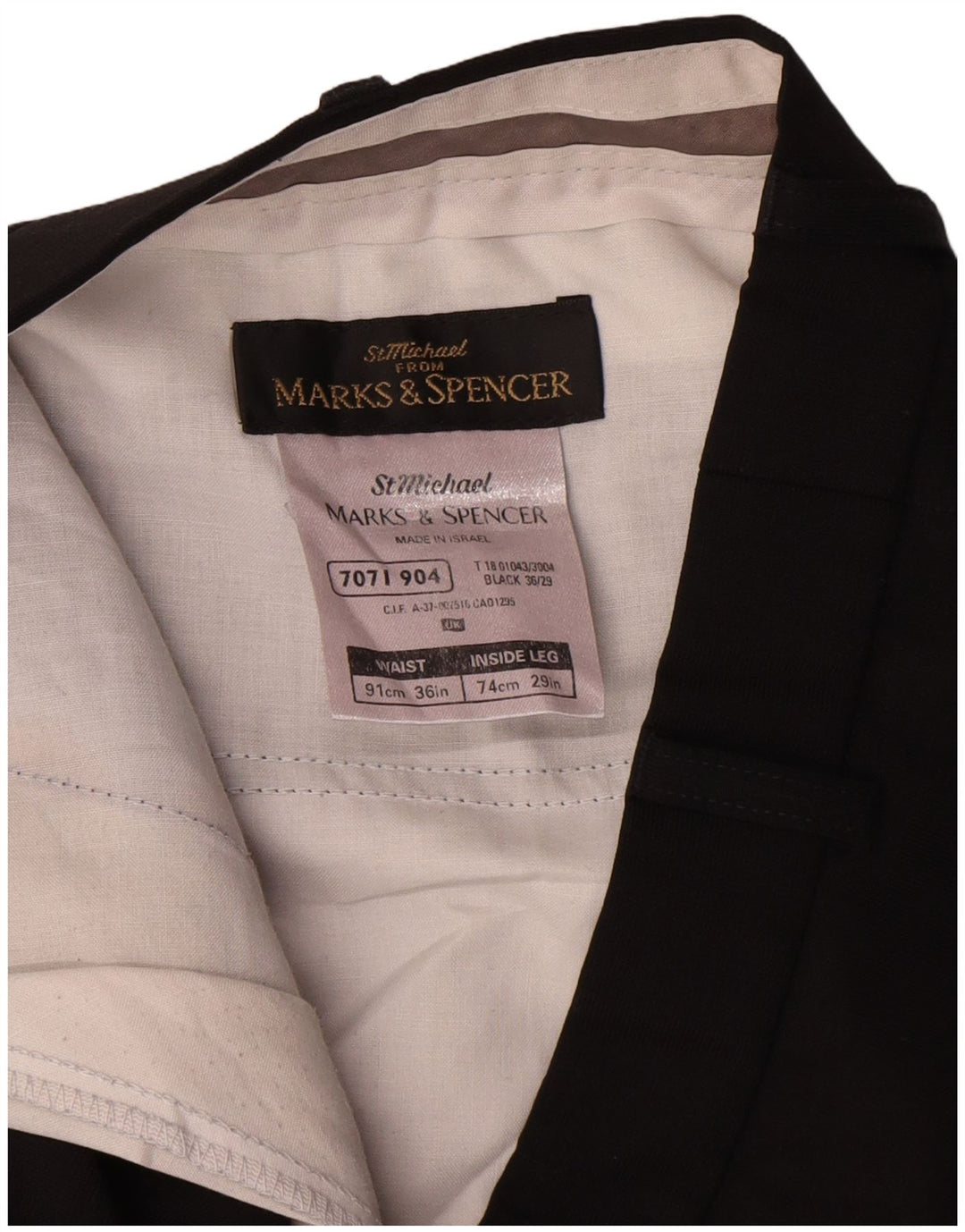 Calça masculina Marks & Spencer St. Michael Straight Suit W36 L29 preta