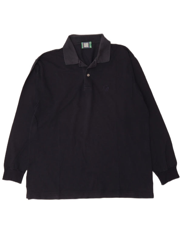 Camisa polo masculina de manga comprida Sergio Tacchini IT 54 XL azul marinho algodão