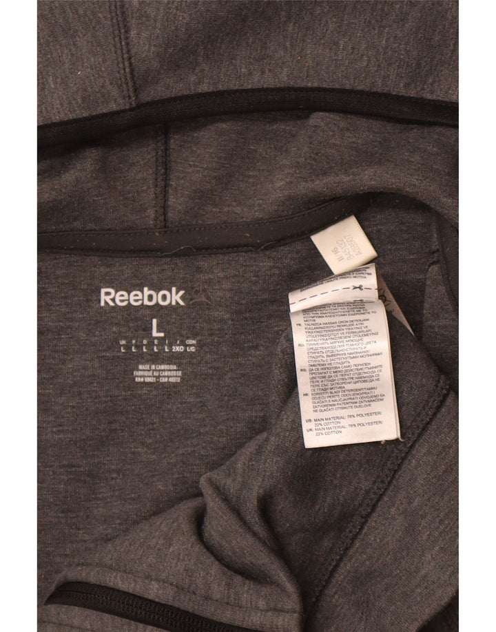 Suéter masculino com capuz e zíper REEBOK poliéster cinza grande