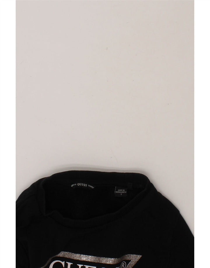 GUESS Girls Graphic Sweatshirt Jumper 6-7 Years Black Cotton Vintage Guess and Second-Hand Guess from Messina Hembry 