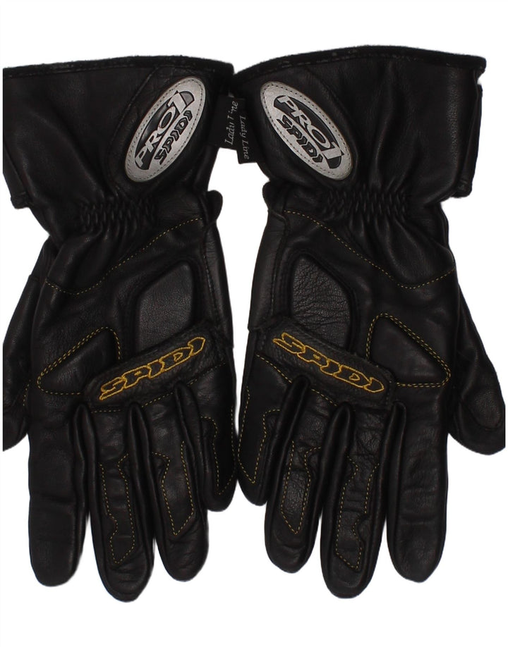 Spidi Womens Lady Line Biker Couro Luvas Médias Pretas Motocicleta