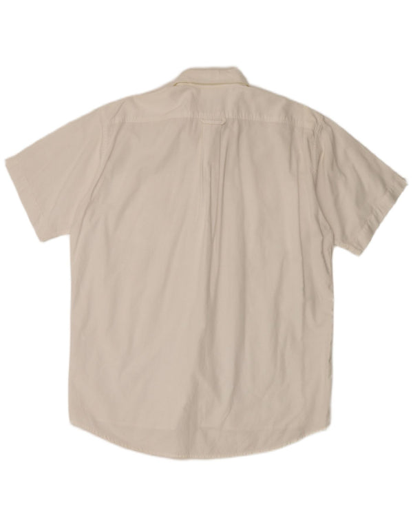 Camisa masculina Lacoste manga curta tamanho 40 algodão branco médio