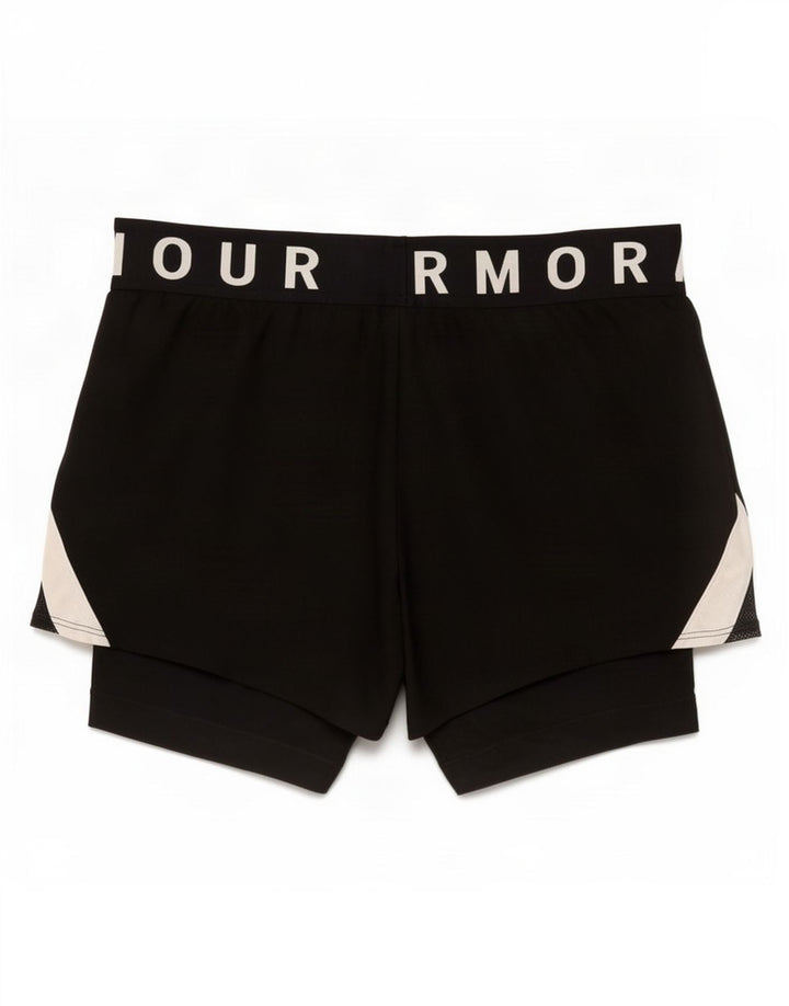 Shorts esportivos gráficos femininos Under Armour UK 14 poliéster preto médio